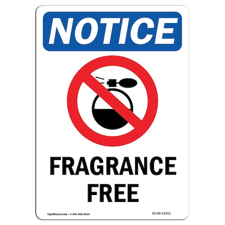 Signmission OSHA Notice, 5" Height, Fragrance Free Sign With Symbol, 5" X 3.5", Portrait OS-NS-D-35-V-12911